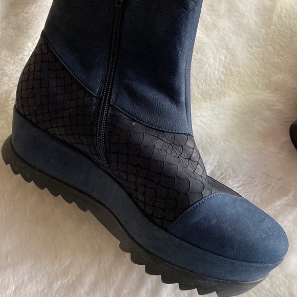 EUC CAMPER Leather Snakeskin Platform Booties Size 38 - Picture 12 of 17